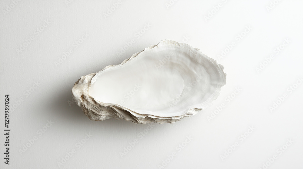 Poster empty oyster shell: a pristine, empty oyster shell, its delicate, textured surface inviting the imag