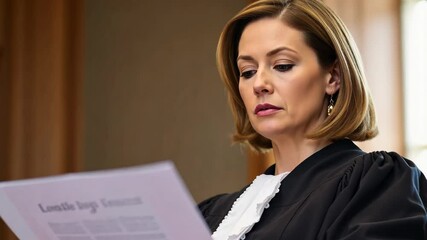 Focused Judge Reviewing Legal Documents