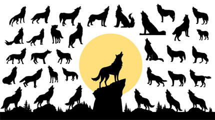 Wolf Silhouette Set Collectio...