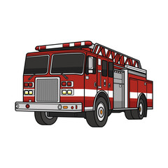 Red fire truck vector illustration. Emergency rescue