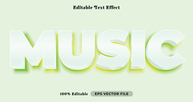 music editable text effect, white font syle template