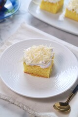 Sliced Sponge Cake , fresh baked fluffy cake with cheese topping
