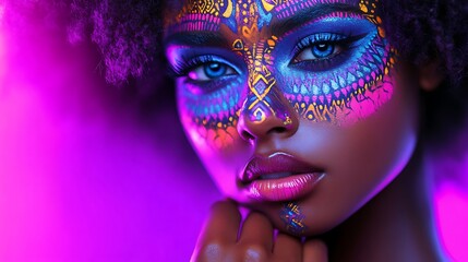 Obraz premium Vibrant urban portrait photography face painting & cultural expression