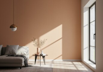 Modern Minimalist Living Room Interior with Sunlight