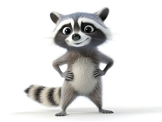 Obraz premium Playful cartoon raccoon digital art animal character cheerful mood