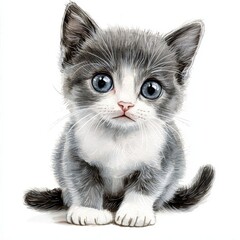 Obraz premium Adorable gray kitten playing home setting animal portrait bright environment close-up view