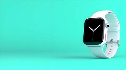 Modern Smartwatch on Vibrant Teal Background with Clean Design