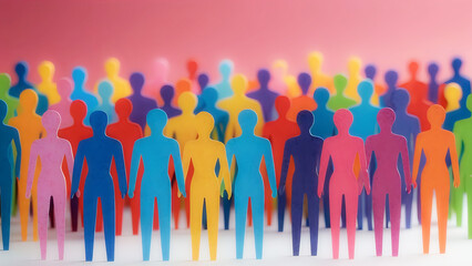 Paper craft of colorful crowd embracing diversity