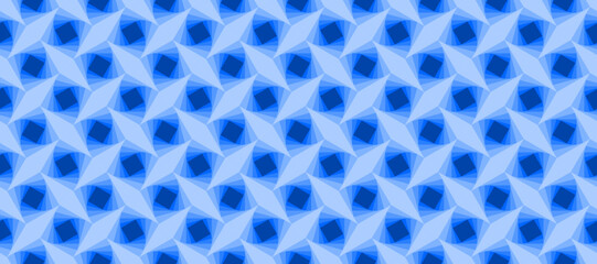 Harmonious Blues, Geometric Diamond and Square Pattern with Depth