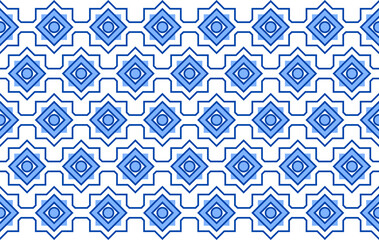 Geometric Pattern with Octagonal Star and Rhombus Shape in Shades of Blue