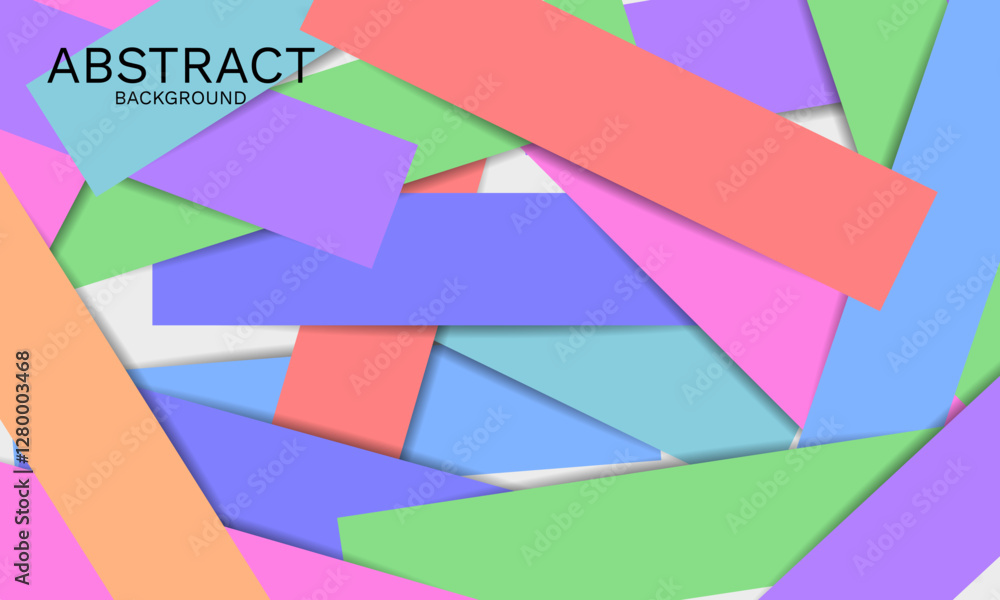 Poster colorful layered geometric shapes creating a dynamic and modern design