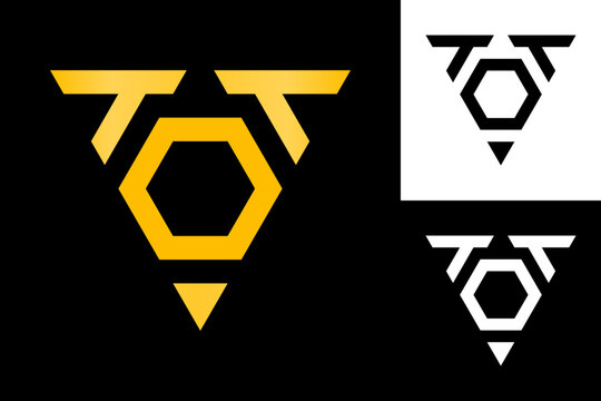 Abstract geometric emblem design with triangle and hexagon elements