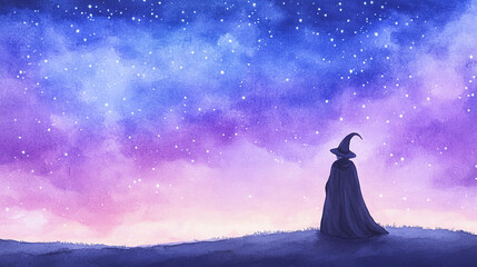 Enchanted Night Sky with a Witch