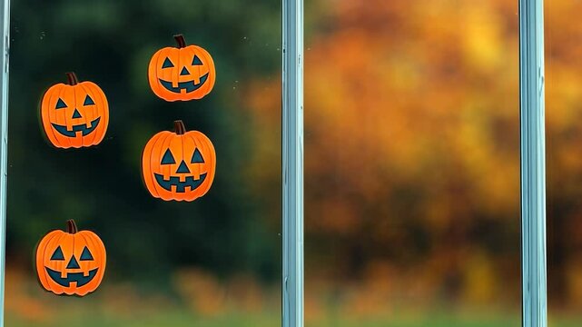 A collection of Halloween-themed window stickers featuring ghosts, bats, pumpkins, and spooky designs, perfect for decorating homes and creating a festive atmosphere.