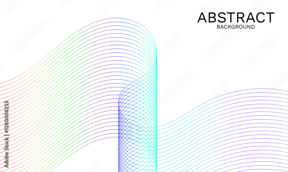 Poster vibrant gradient lines forming abstract wave design on white canvas