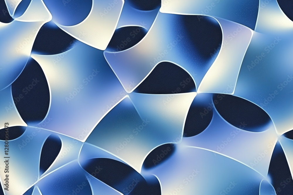 Poster an abstract pattern featuring smooth, flowing shapes in shades of blue and white, creating a sense o