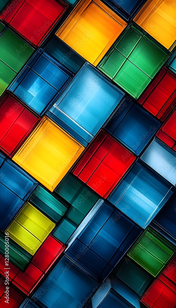 Poster colorful glass blocks arranged in a diagonal pattern