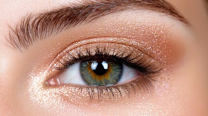 Obraz premium Close-up of woman's eye with makeup, makeup artistry, beauty