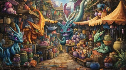 Dragon Market: A Whimsical Fantasy Bazaar