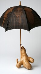 Ginger Root Under a Decorative Umbrella; Studio Shot
