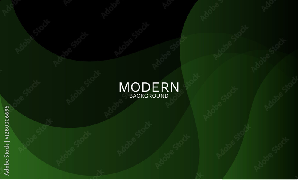 Poster elegant green and dark abstract background with smooth dynamic curves