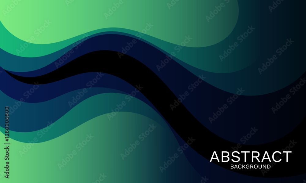 Aufkleber elegant green and dark abstract background with smooth dynamic curves