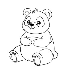 Panda cartoon, vector illustration, panda icon isolated on white background. Line art.