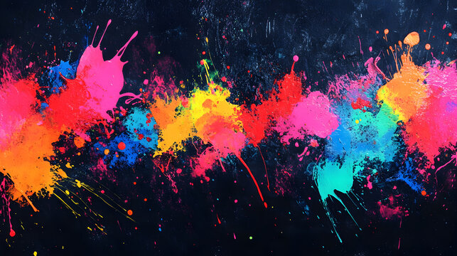 neon paint on a dark background creating a contrast of vivid color pops 