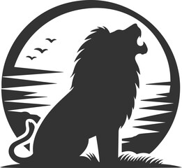 A lion howling in the distance, longing for something vector