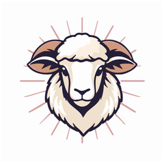 A sheep logo, white wool illustration 