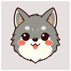 A cute wolf head logo, illustration 