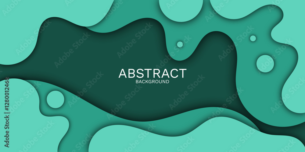 Poster fluidity of color, a modern teal abstract backdrop with dynamic shapes