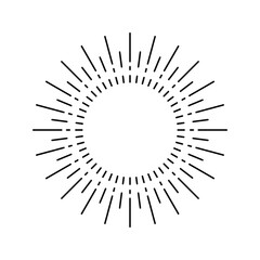 Minimalistic sunburst design with varied line lengths radiating outward