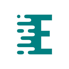 Abstract flowing letter E logo design with modern liquid effect