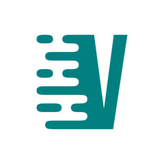 Dynamic Letter V with Speed Effect in Teal for Modern Branding