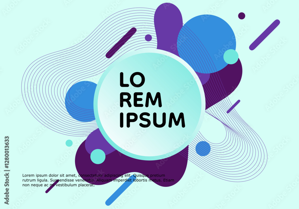 Poster dynamic abstract background with geometric shapes and flowing lines design
