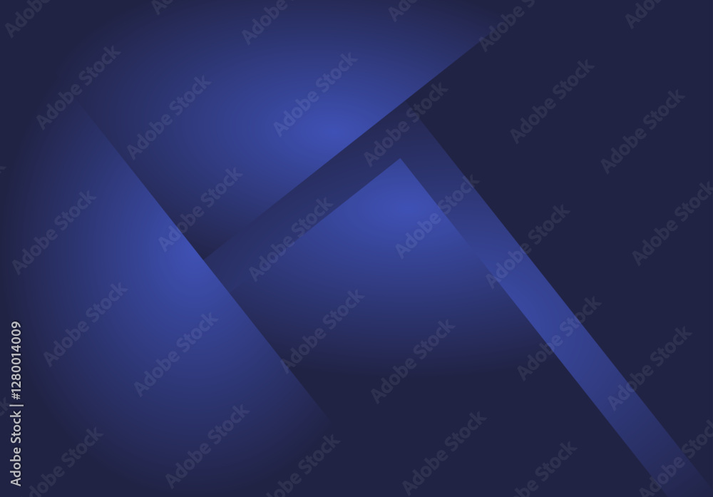 Poster sleek geometric background with layered shapes and gradient of deep blue