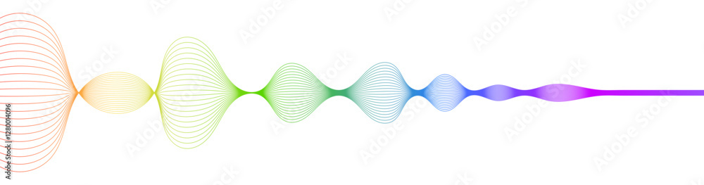 Poster abstract gradient soundwave visualization with thin arcs on white