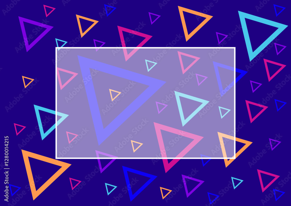 Fototapete colorful triangles composition with central placeholder for text or graphics