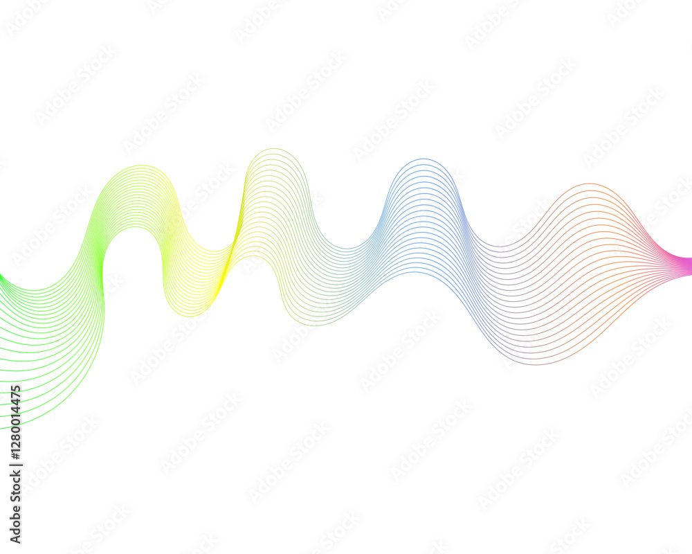 Poster colorful abstract sound wave with gradient lines on white background