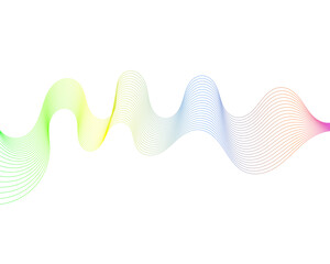 Colorful abstract sound wave with gradient lines on white background