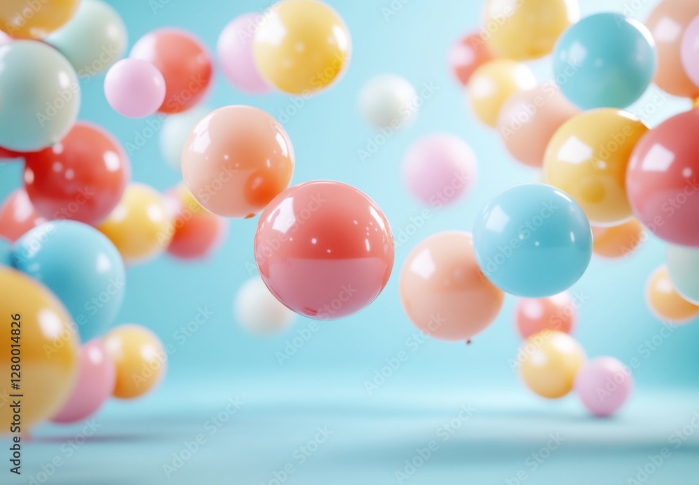 Aufkleber colorful floating balls in a bright blue background creating a playful and cheerful atmosphere for c