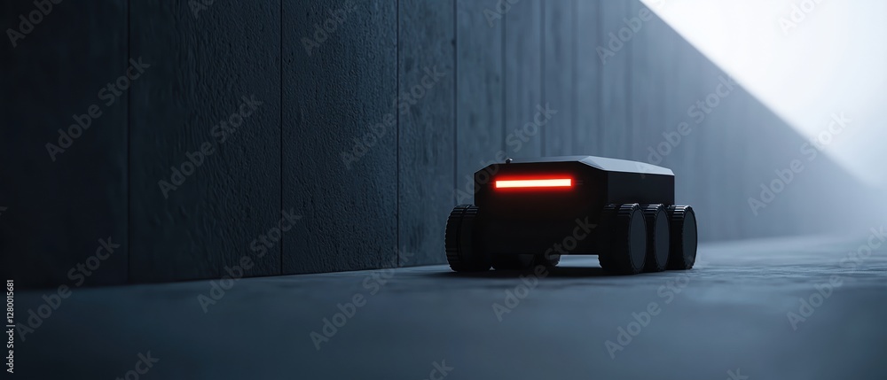 Aufkleber border security inspection concepts. futuristic robot on a minimalist pathway with light contrast.