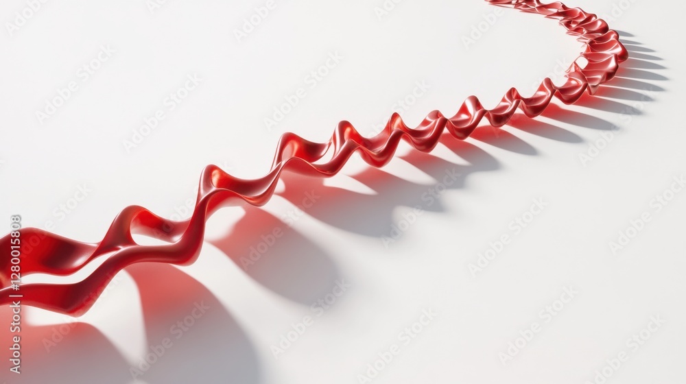Poster wavy ribbon design in red color on a light background surface