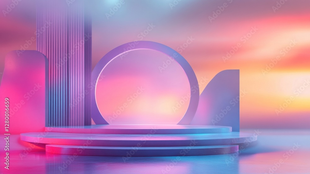 Poster abstract modern stage design with colorful gradient background