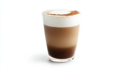 Creamy Coffee Drink with Layers in a Transparent Glass Cup