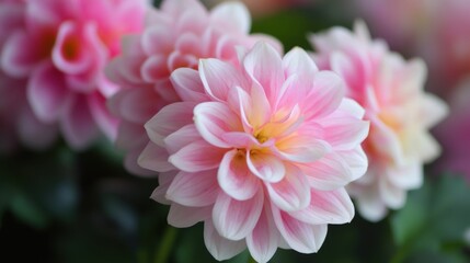 Fototapeta premium Soft Pink Dahlia Blossoms with Delicate Petals in Natural Light
