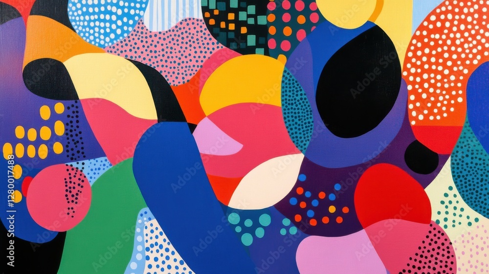 Aufkleber modern abstract colorful painting with geometric shapes and patterns