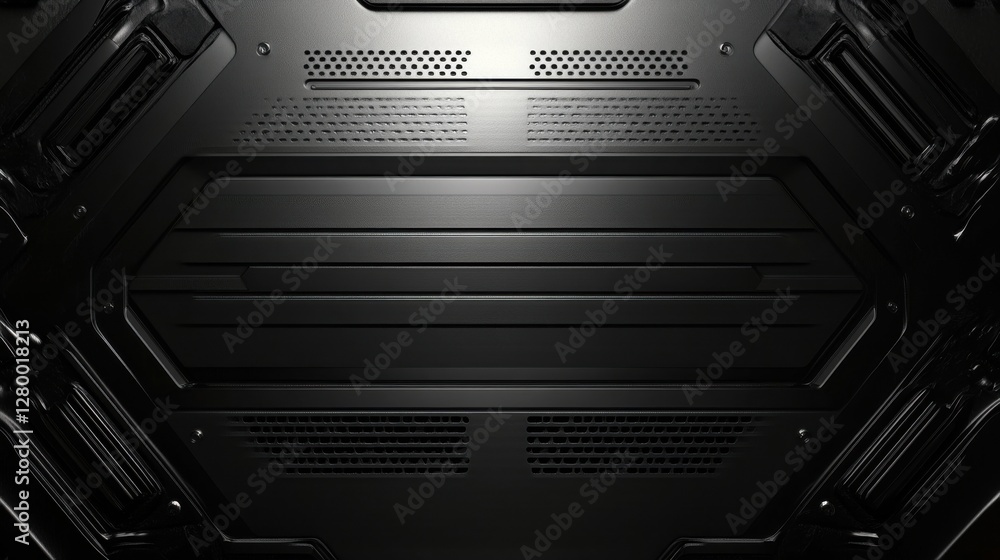 Poster futuristic dark textured background with metallic elements for design