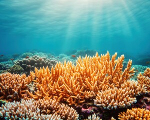 Vibrant coral reef teeming with life, showcasing stunning underwater scenery and diverse marine ecosystems.